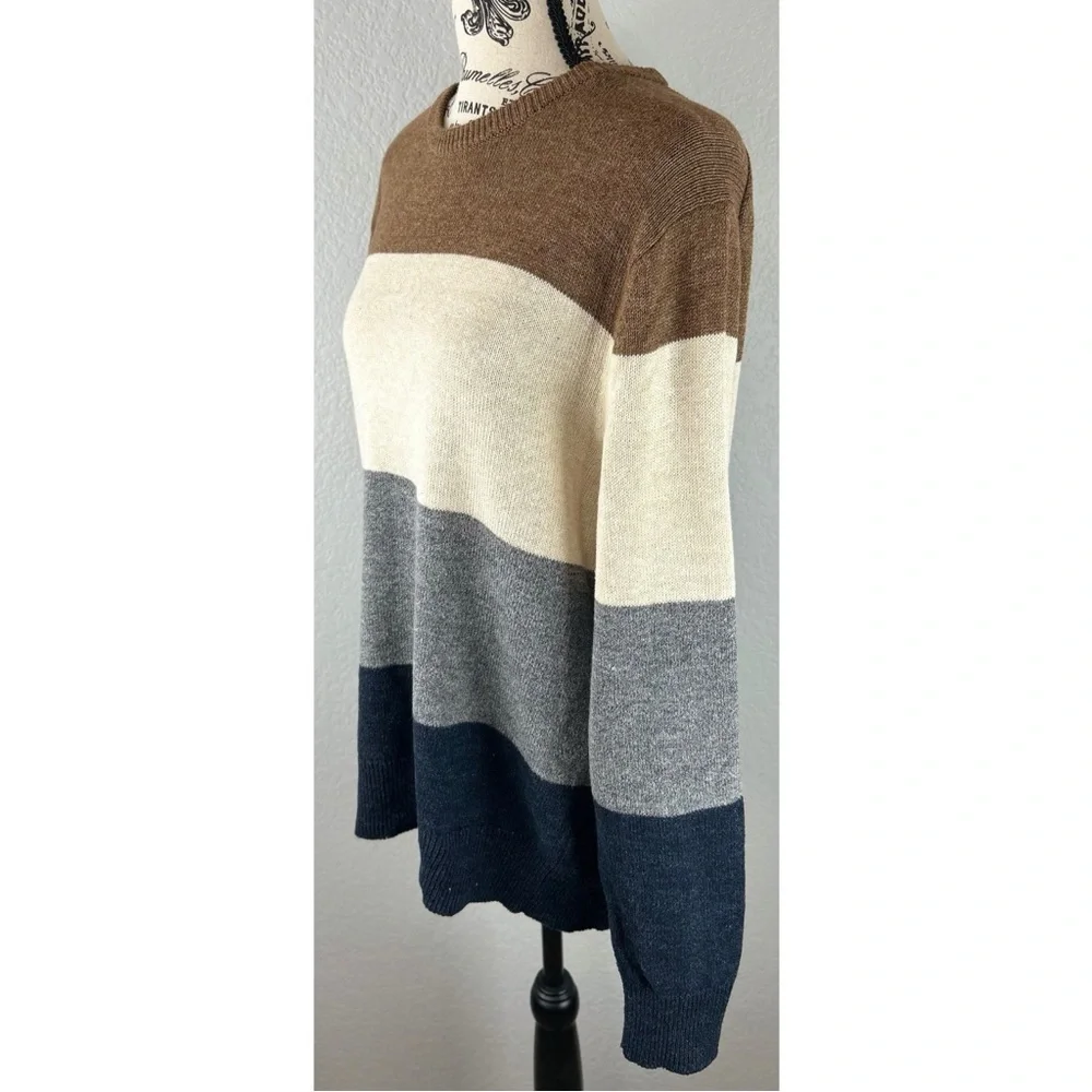 J. Crew Men’s Crewneck Colorblock Wool Blend Pullover Sweater, size Small